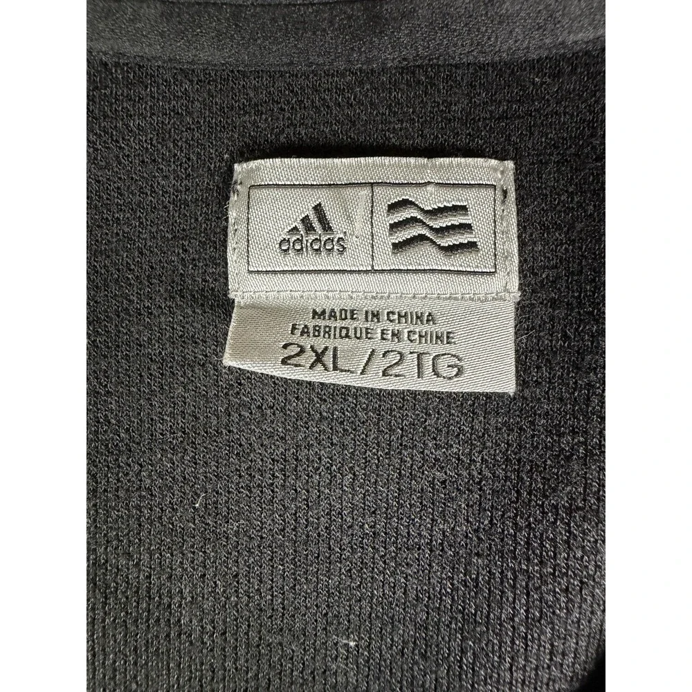 Adidas Golf ClimaLite Sweater Vest Knit Black V-Neck 3 Stripe Pullover Men's 2XL